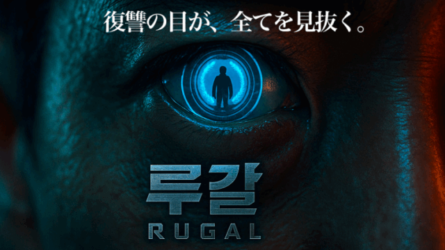 人体改造によって義眼を得た主人公のクローズアップ。義眼には標的となる敵のシルエットが映り込んでおり、緊張感あふれるダークな雰囲気が漂うSFアクション風のビジュアル。